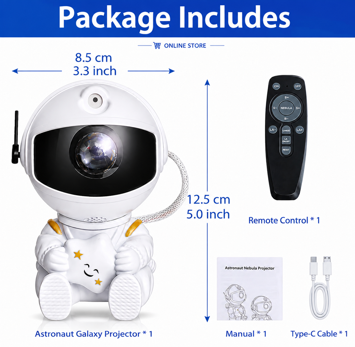 onlinestore1  astronaut galaxy projector light type c